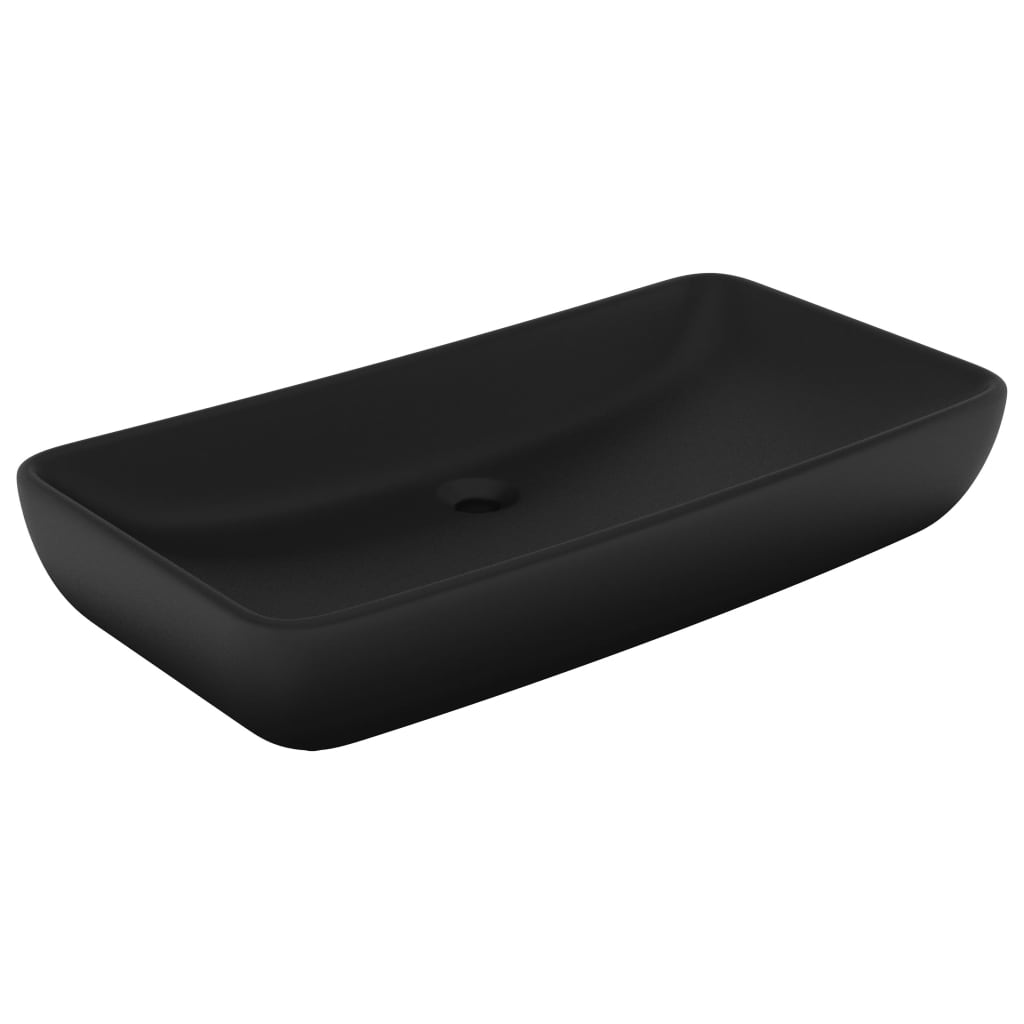 Luksus Håndvask Rektangulær Mat Sort 71x38 cm Keramik