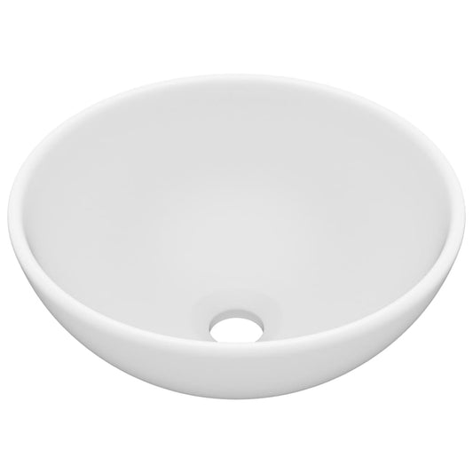 Luxus-Waschbecken Rund Matt Weiß 32,5x14 cm Keramik