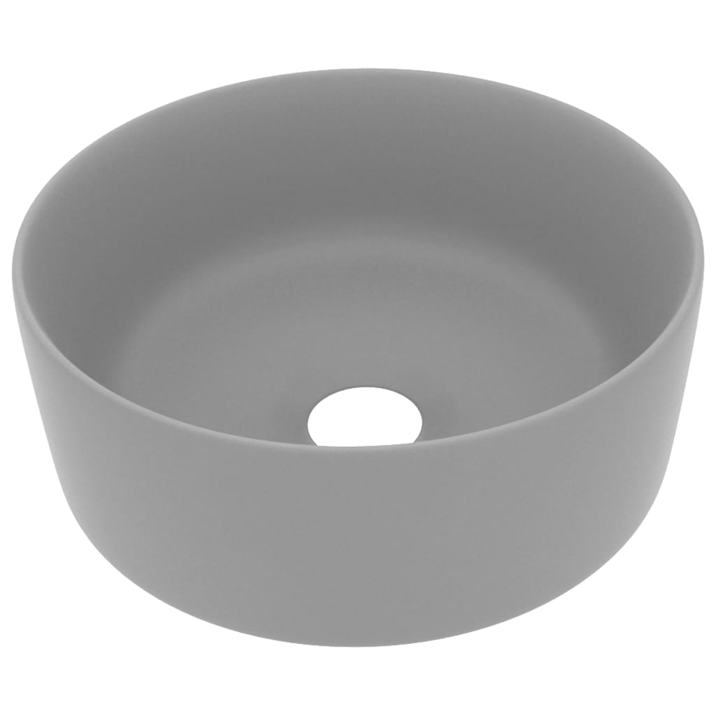 Luksuriøs Håndvask Rund Mat Lysegrå 40x15 cm Keramik