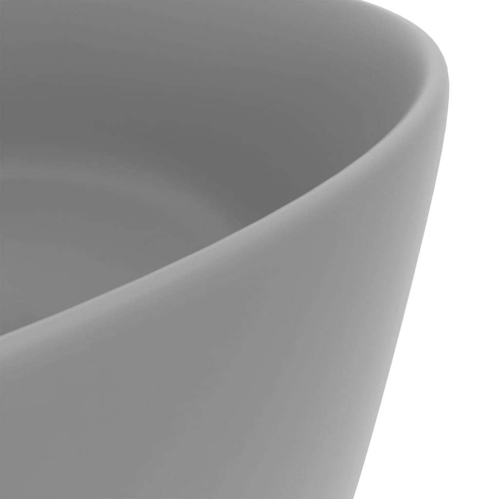 Luksuriøs Håndvask Rund Mat Lysegrå 40x15 cm Keramik