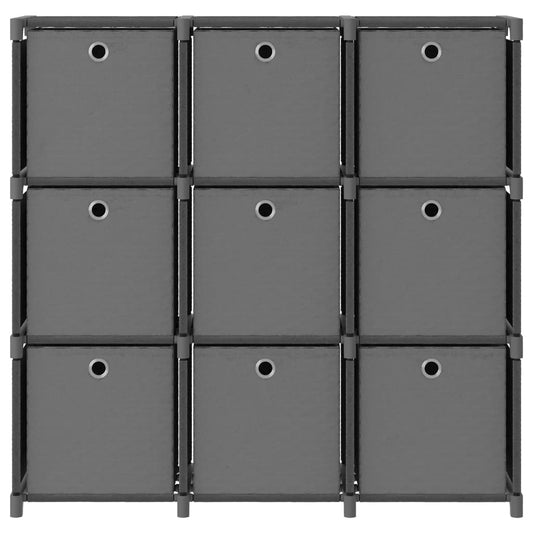 Würfelregal mit 9 Boxen Grau 103x30x107,5 cm Stoff