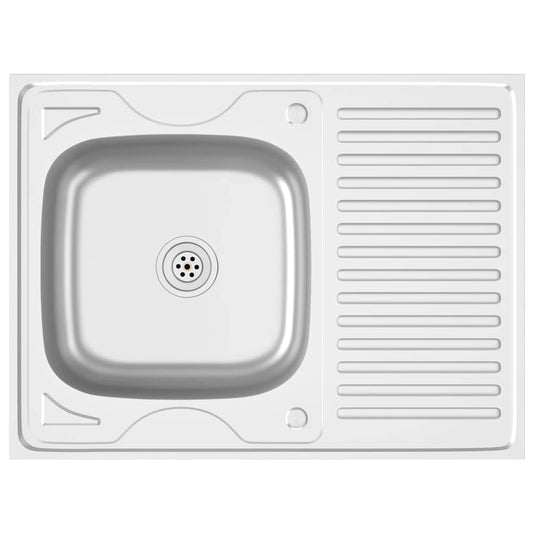 Spüle mit Abtropffläche Set Silbern 800x600x155 mm Edelstahl