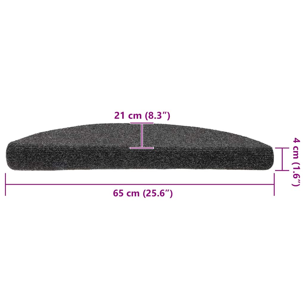 Selvklæbende trappemåtter 15 stk antracit 65x21x4 cm
