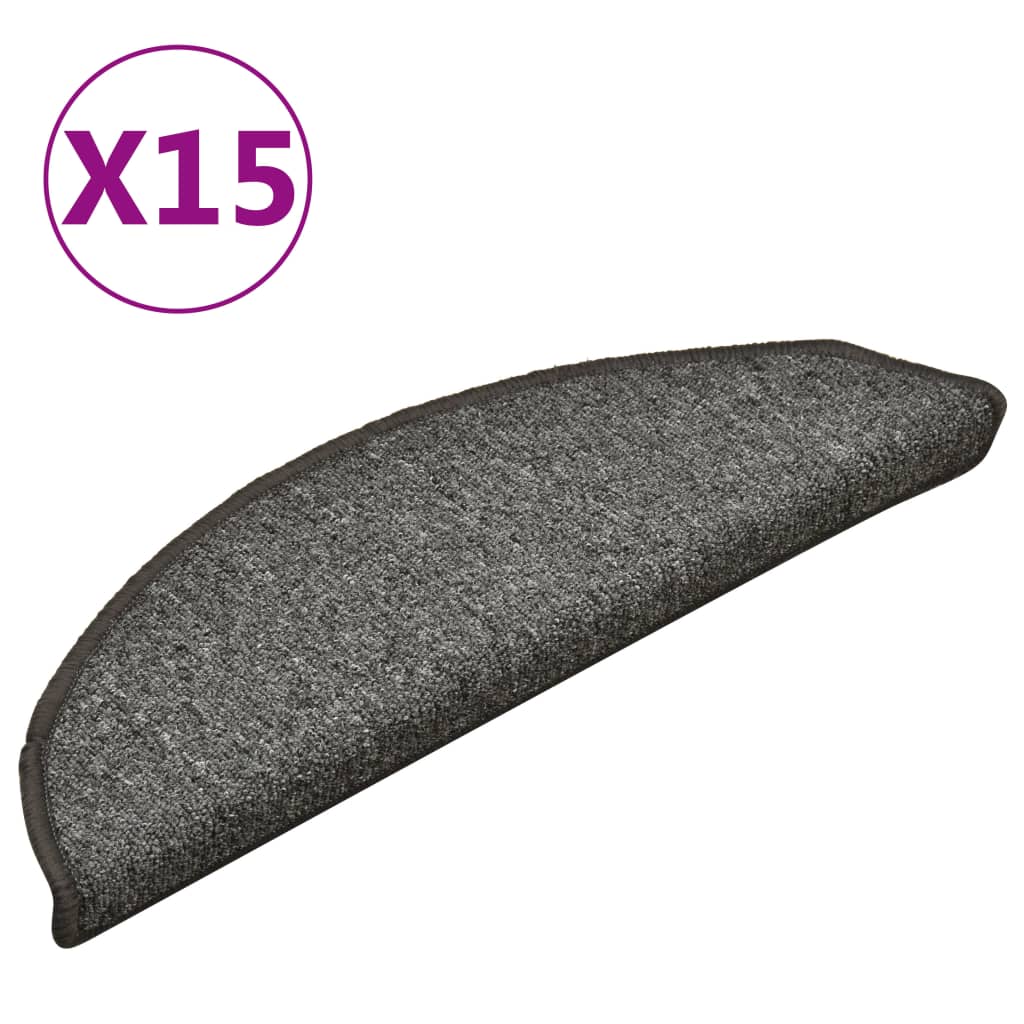 Stufenmatten 15 Stk. 56x17x3 cm Dunkelgrau Halbrund