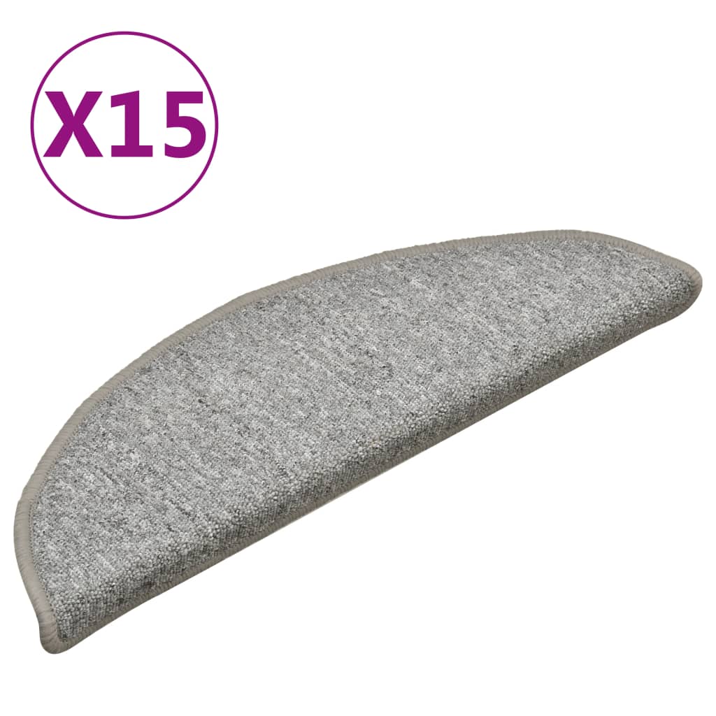 Stufenmatten 15 Stk. 56x17x3 cm Hellgrau Halbrund