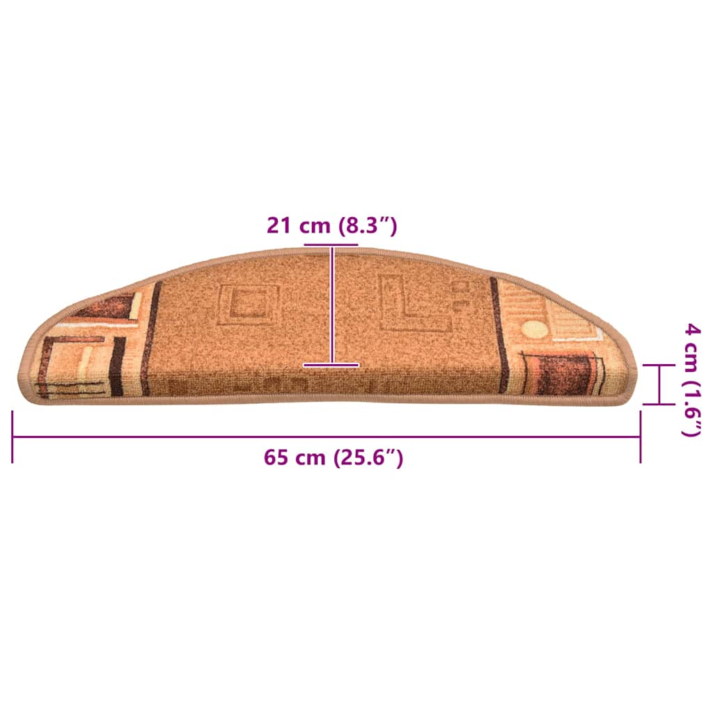 Treppenmatten Selbstklebend 15 Stk. Beige 65x21x4 cm