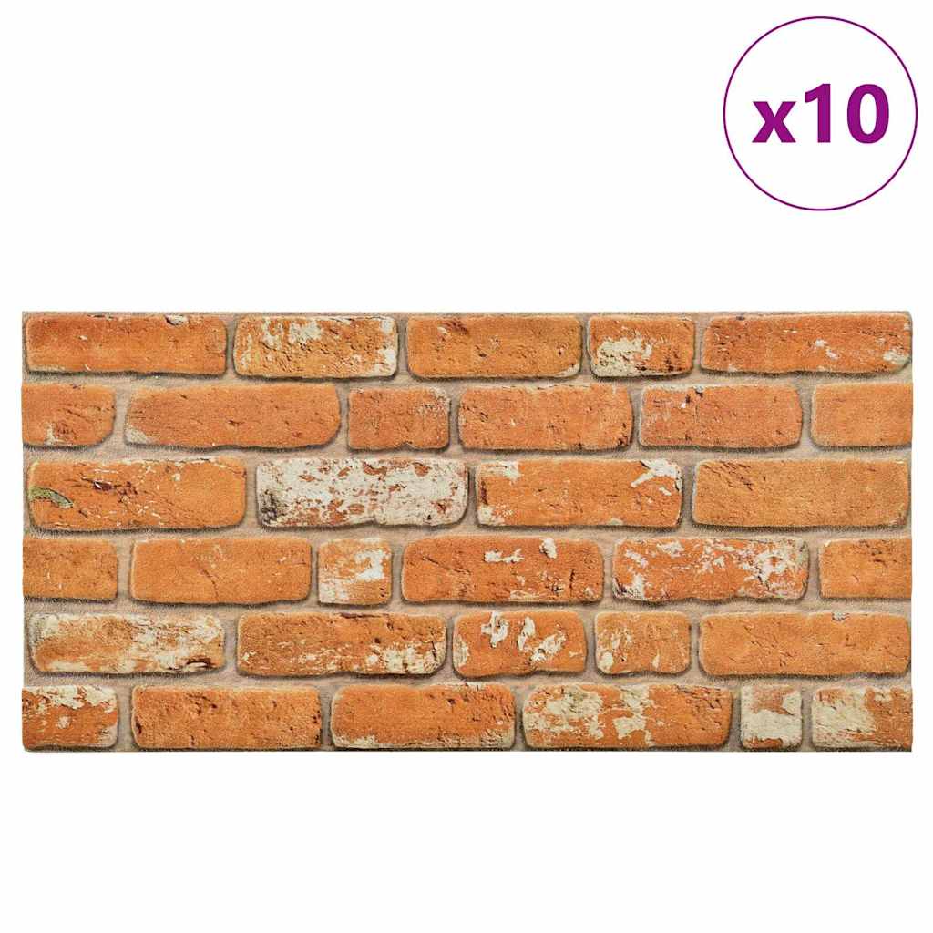 3D vægpaneler 10 stk Lysebrun murstenslook EPS