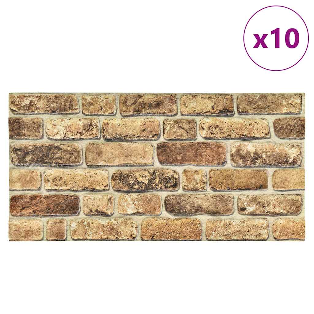 3D vægpaneler 10 stk Sandfarvet murstenslook EPS