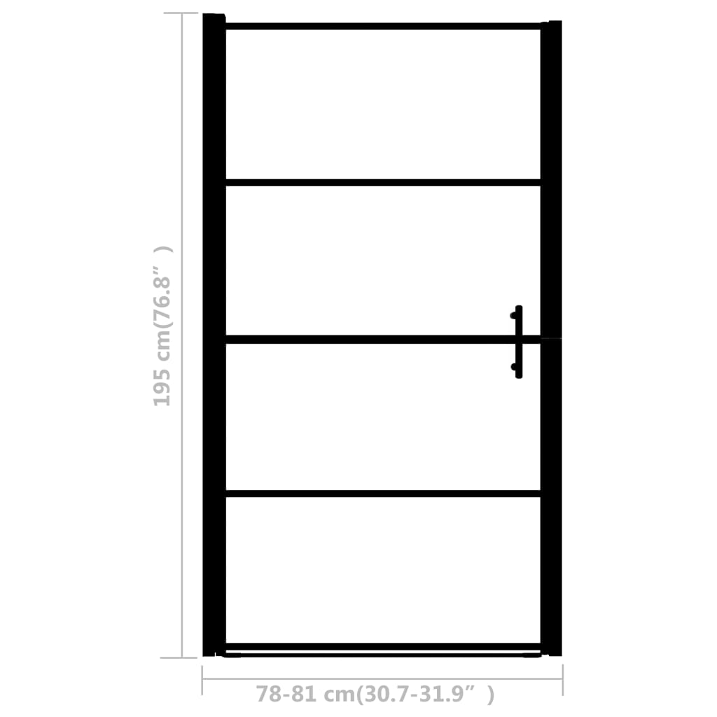 Brusedør mat hærdet glas 81x195 cm Sort
