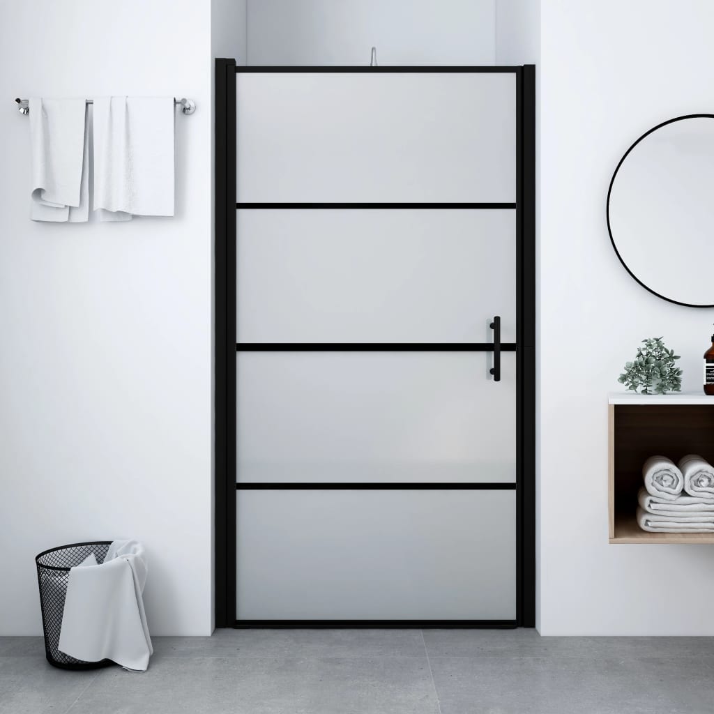 Brusedør mat hærdet glas 81x195 cm Sort