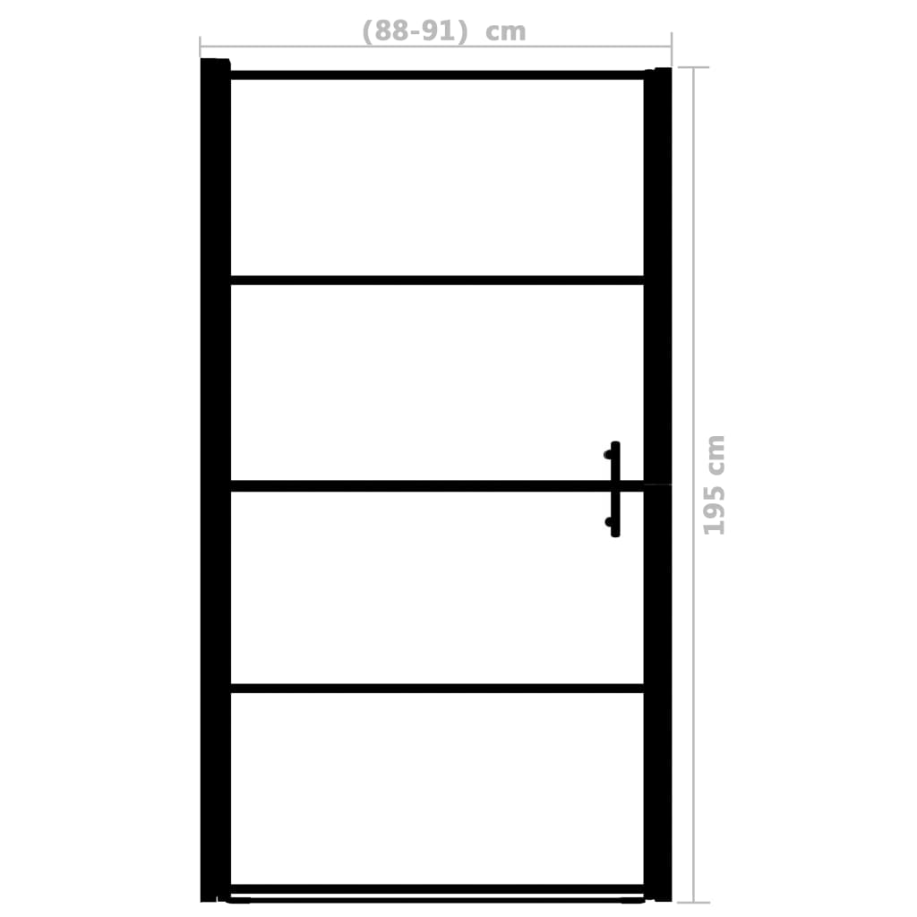 Brusedør mat hærdet glas 91x195 cm Sort