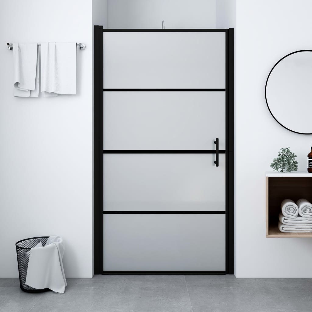 Brusedør mat hærdet glas 91x195 cm Sort