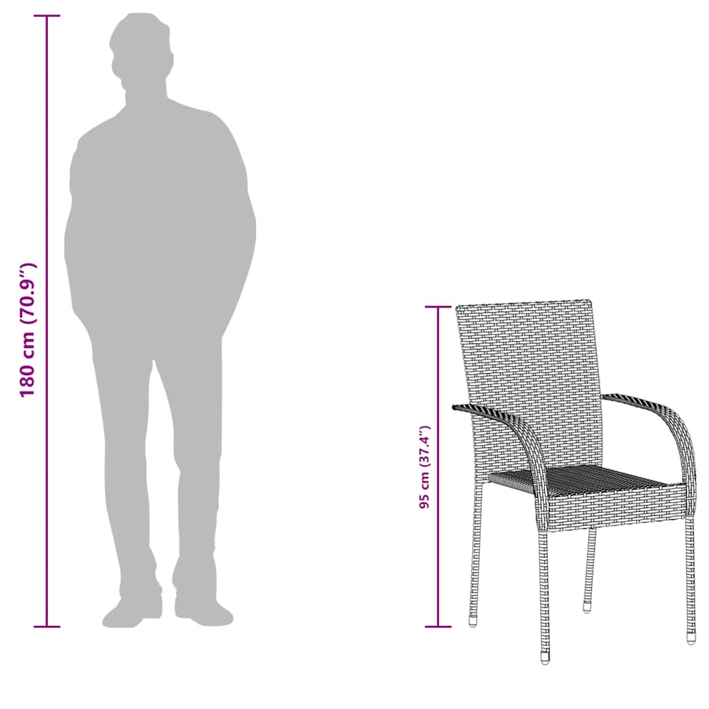 Stapelbare Gartenstühle 4 Stk. Poly Rattan Schwarz