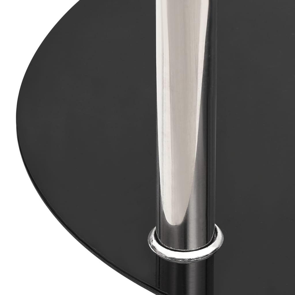Sidebord med 2 hylder Transparent & Sort 38cm hærdet glas