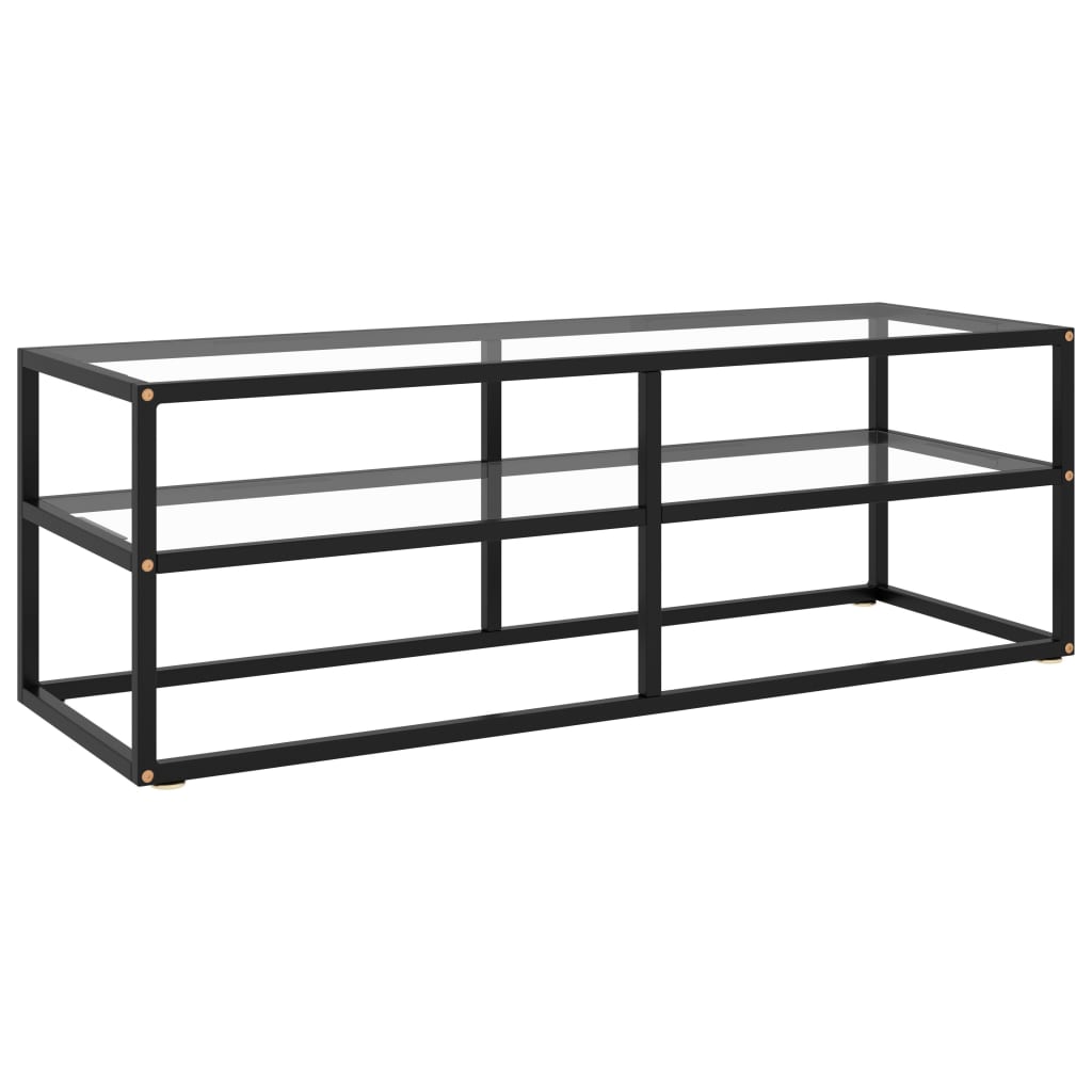 TV-skab Sort med hærdet glas 120x40x40 cm
