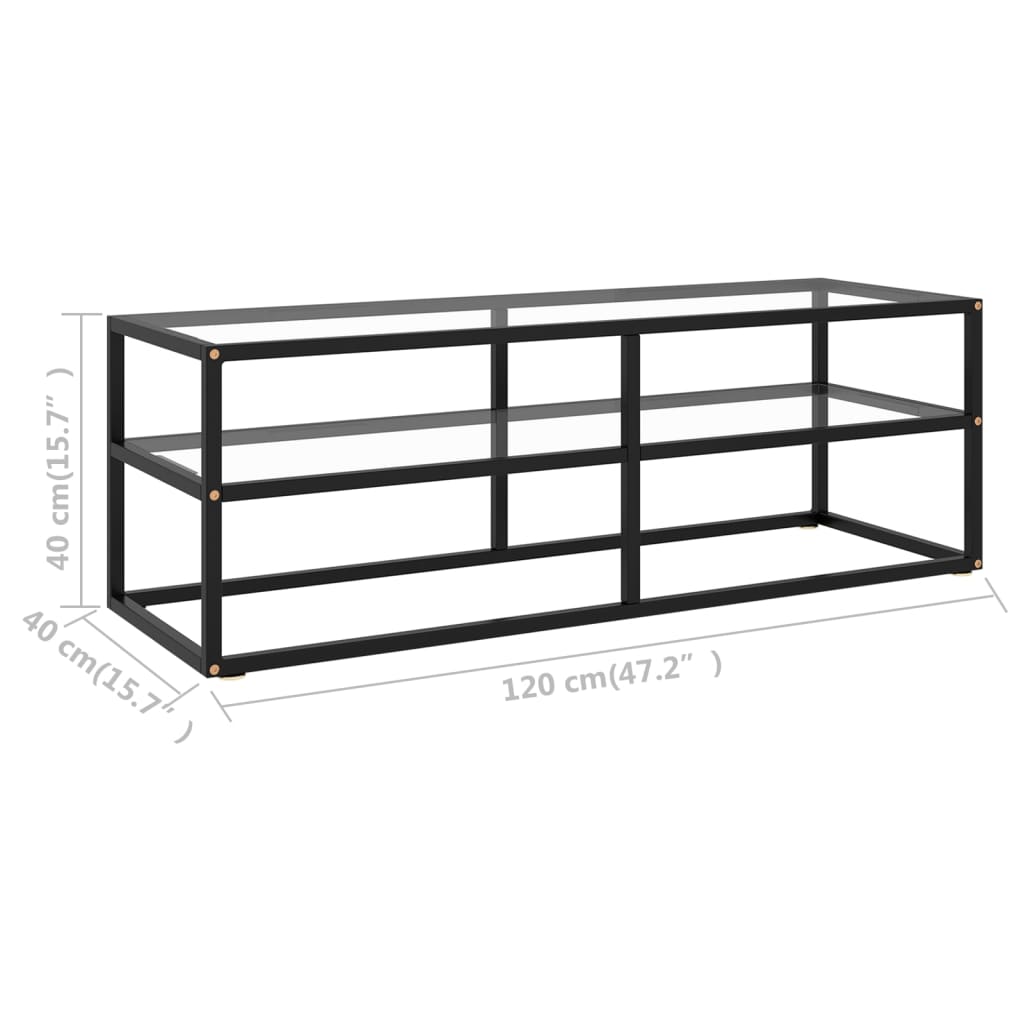 TV-skab Sort med hærdet glas 120x40x40 cm