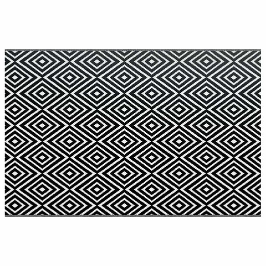 Outdoor-Teppich ARAKIL Weiß und Schwarz 190x290 cm PP