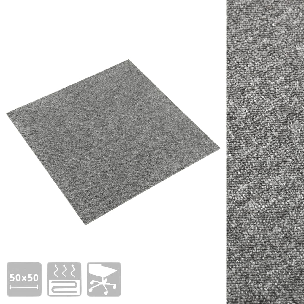 Tæppefliser 20 stk 5 m² 50x50 cm grå