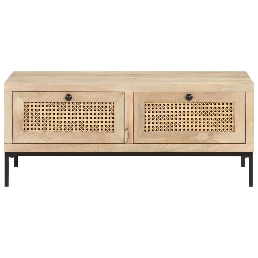 Sofabord 90x50x37 cm mango massivt træ og stok
