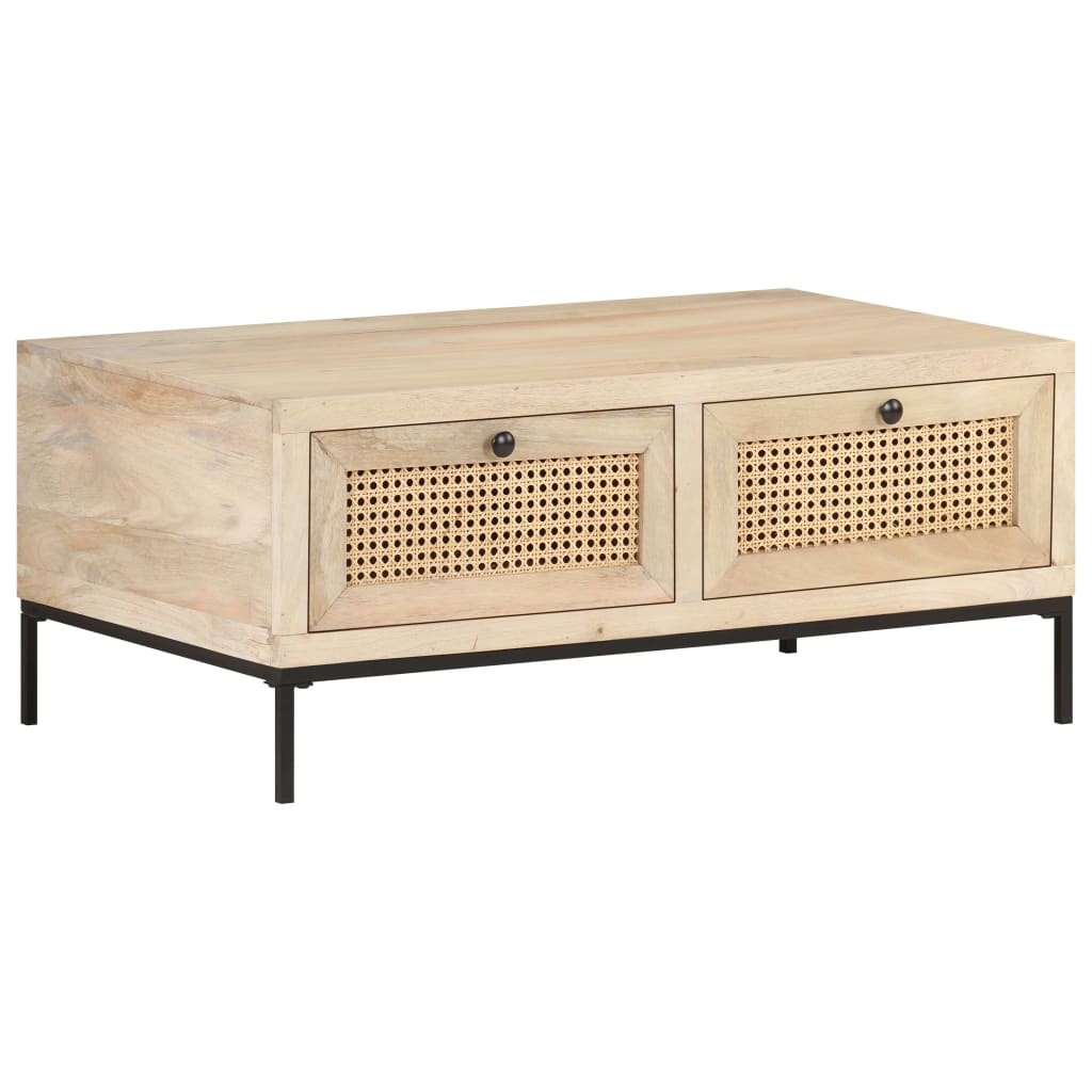 Sofabord 90x50x37 cm mango massivt træ og stok