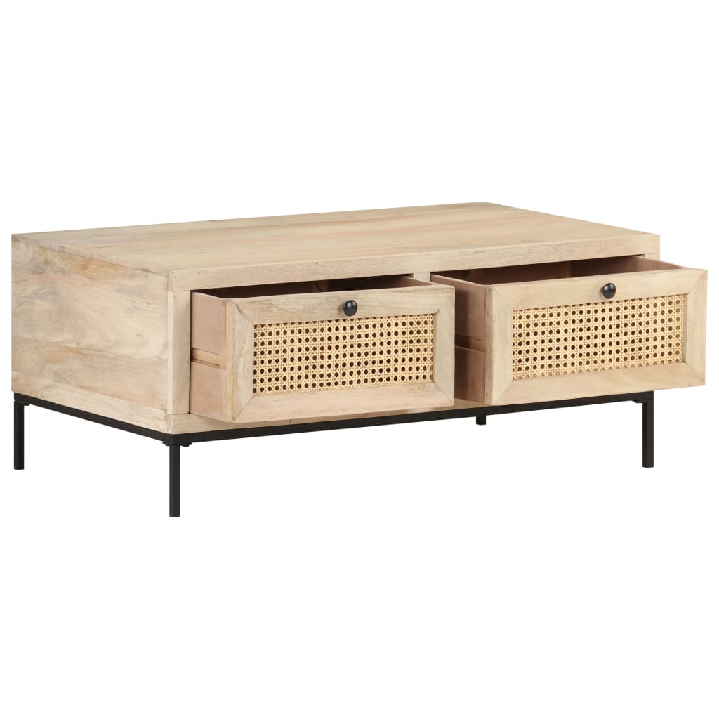 Sofabord 90x50x37 cm mango massivt træ og stok