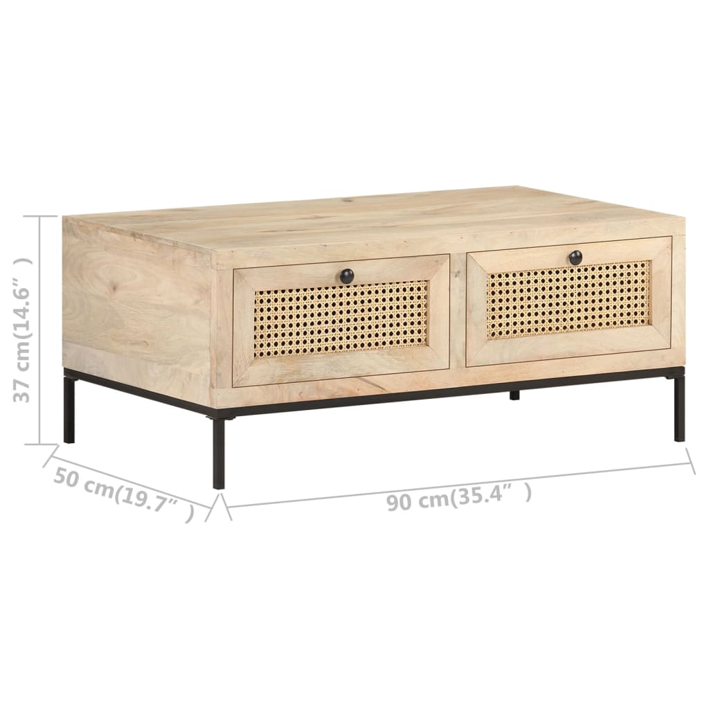 Sofabord 90x50x37 cm mango massivt træ og stok