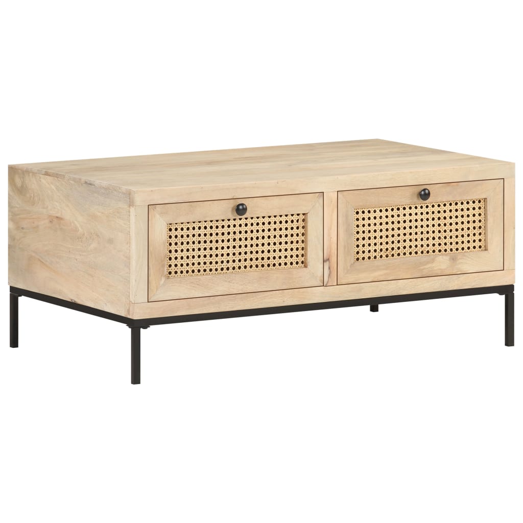Sofabord 90x50x37 cm mango massivt træ og stok