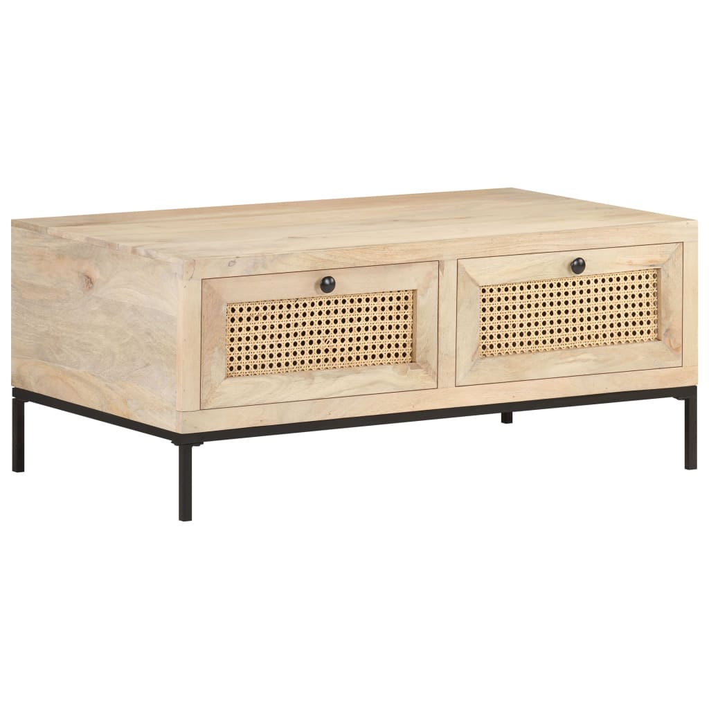 Sofabord 90x50x37 cm mango massivt træ og stok