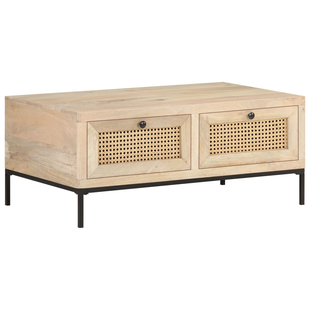 Sofabord 90x50x37 cm mango massivt træ og stok