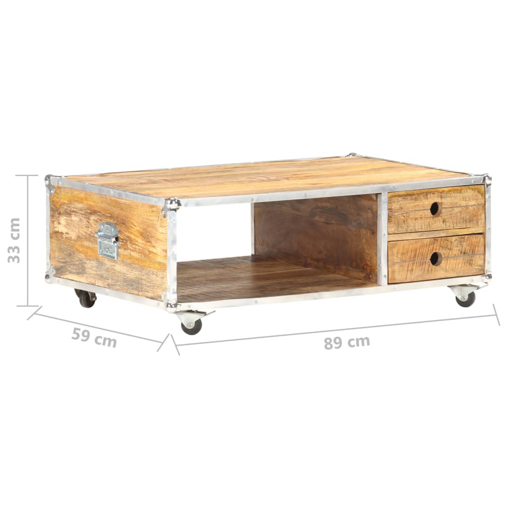 Sofabord 89x59x33 cm Massivt groft mangotræ