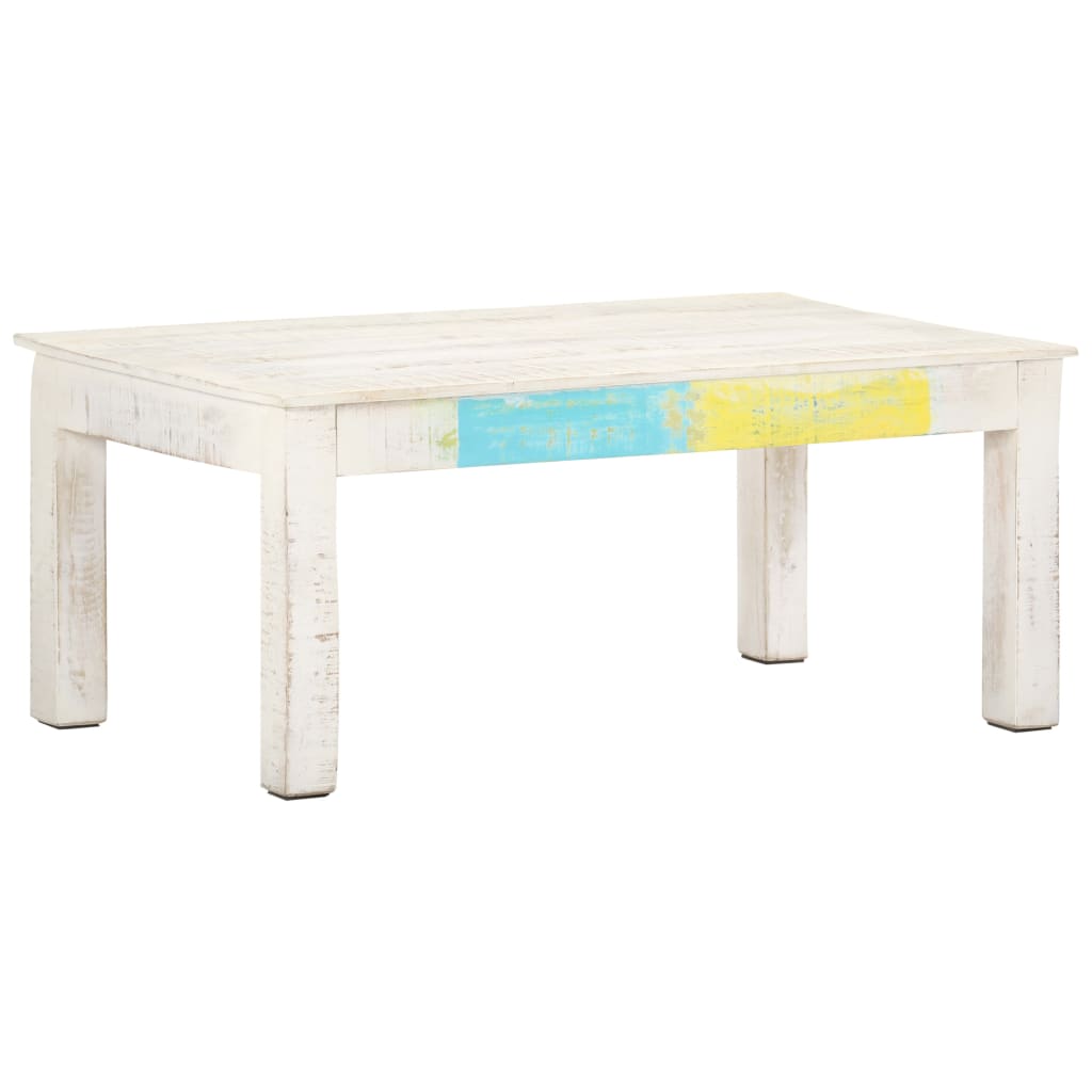 Sofabord Hvid 110x60x45 cm Massivt mangotræ