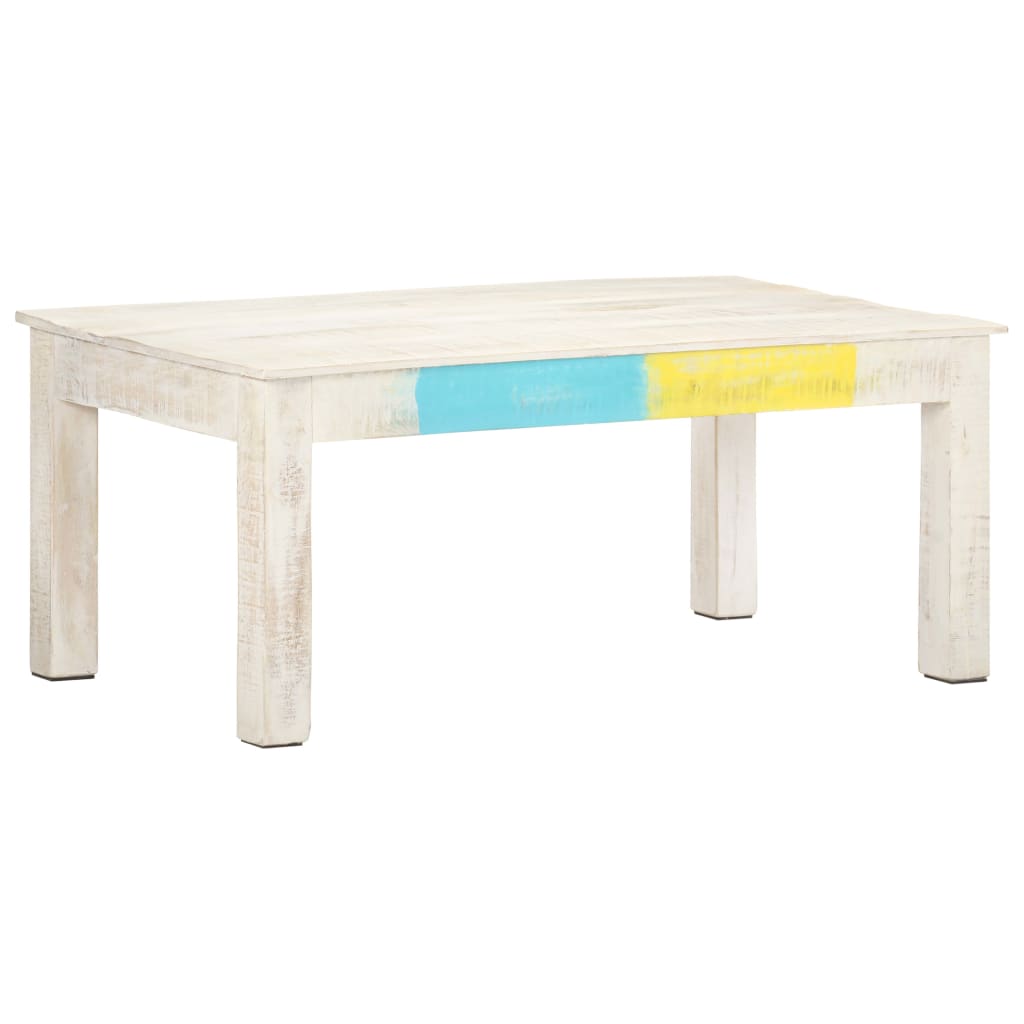Sofabord Hvid 110x60x45 cm Massivt mangotræ