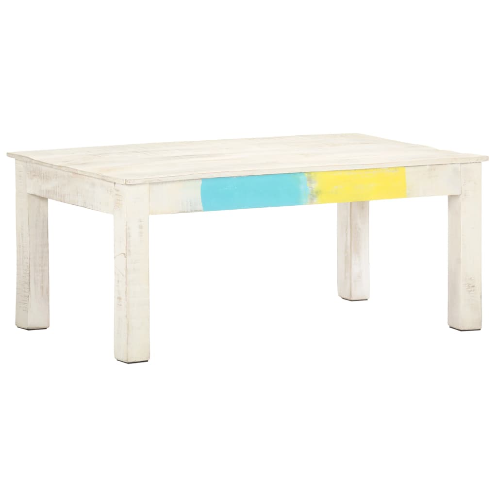 Sofabord Hvid 110x60x45 cm Massivt mangotræ