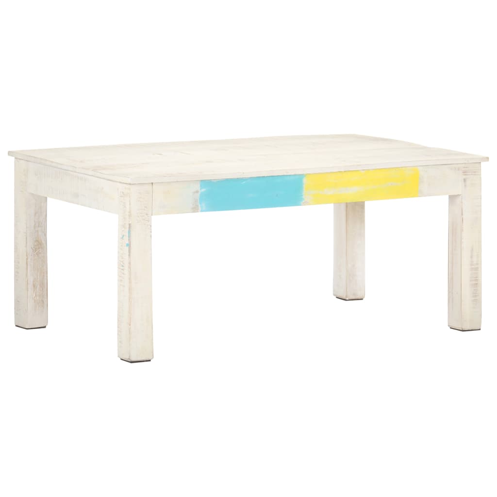 Sofabord Hvid 110x60x45 cm Massivt mangotræ