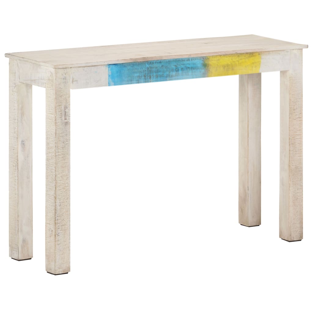 Konsolbord Hvid 115x35x77 cm Groft mangotræ