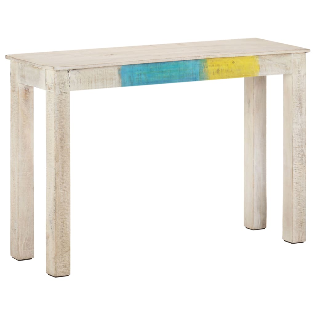 Konsolbord Hvid 115x35x77 cm Groft mangotræ