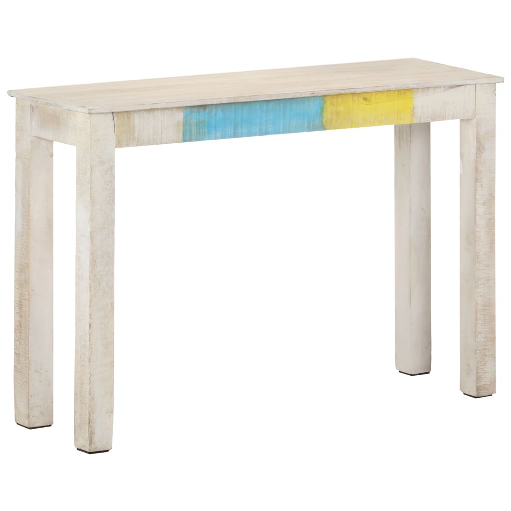 Konsolbord Hvid 115x35x77 cm Groft mangotræ