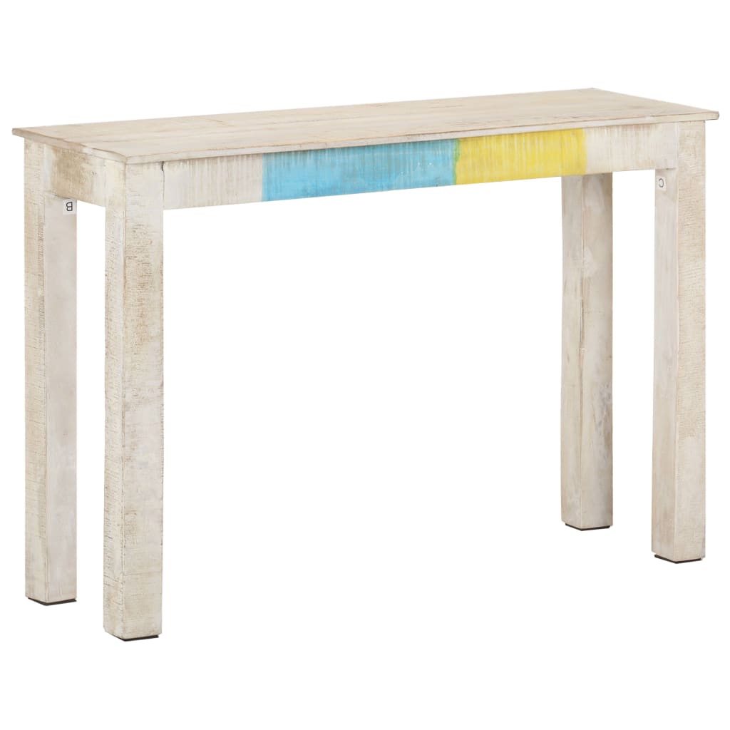 Konsolbord Hvid 115x35x77 cm Groft mangotræ