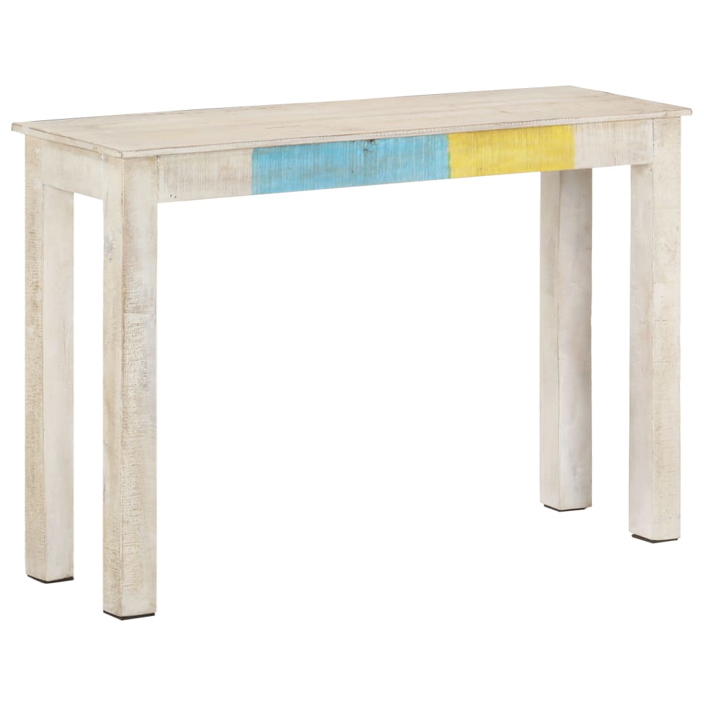 Konsolbord Hvid 115x35x77 cm Groft mangotræ