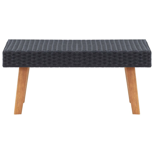 Garten-Couchtisch Poly Rattan Schwarz