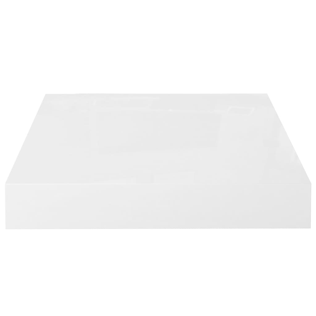 Schweberegale 2 Stk. Hochglanz-Weiß 23x23,5x3,8 cm MDF