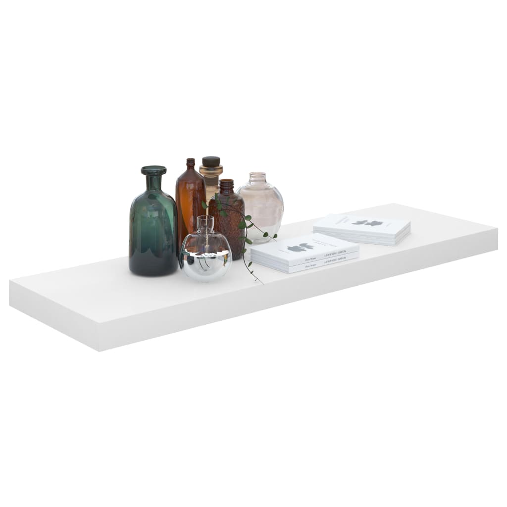 Flydende hylde højglans hvid 80x23,5x3,8 cm MDF