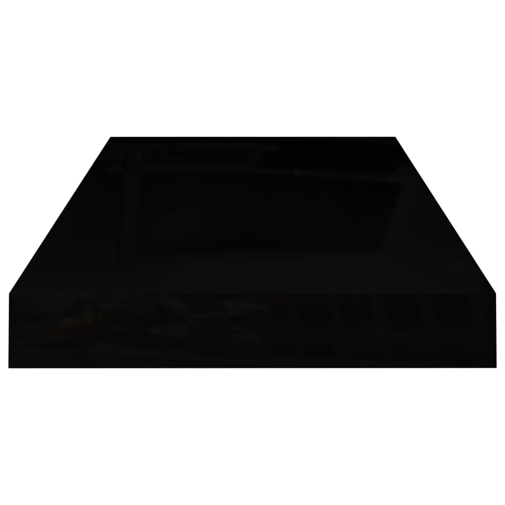 Schweberegale 2 Stk. Hochglanz-Schwarz 50x23x3,8 cm MDF