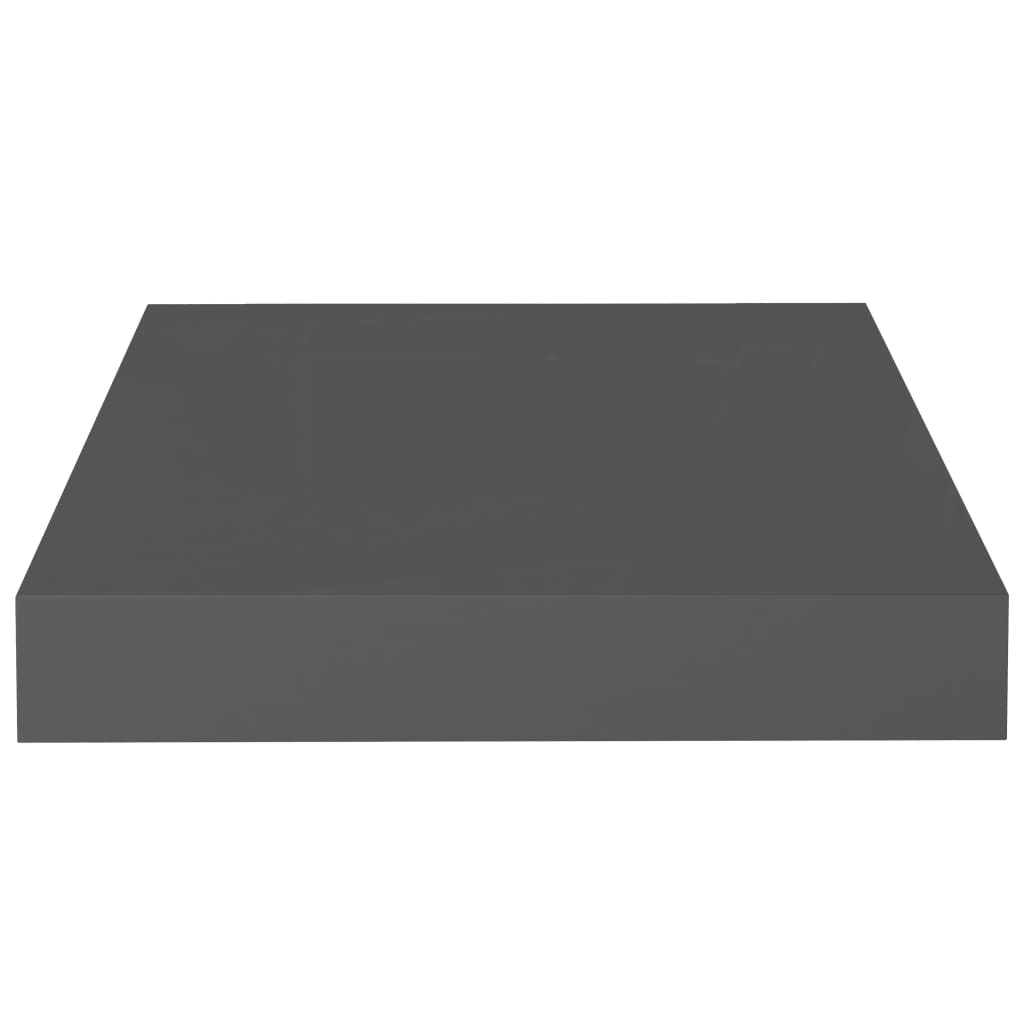 Schweberegale 2 Stk. Hochglanz-Grau 23x23,5x3,8 cm MDF