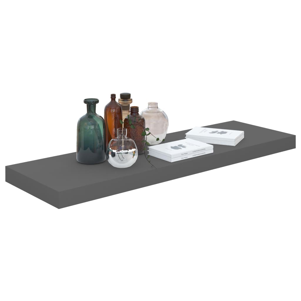 Flydende hylder 4 stk Grå højglans 80x23,5x3,8 cm MDF