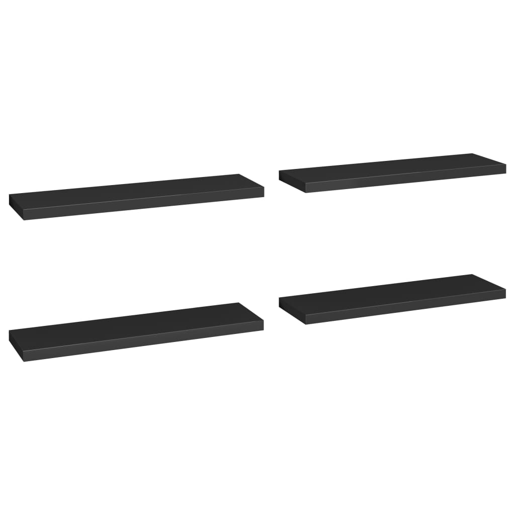 Flydende hylder 4 stk Sort 90x23,5x3,8 cm MDF
