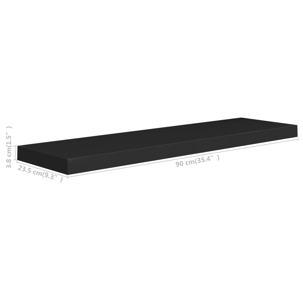 Flydende hylder 4 stk Sort 90x23,5x3,8 cm MDF