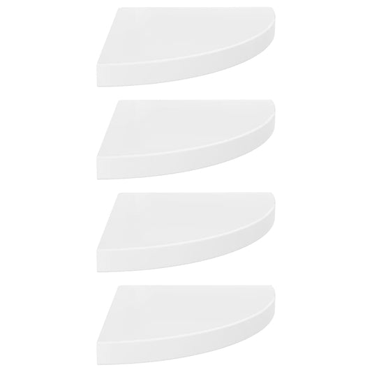 Eck-Schweberegale 4 Stk. Hochglanz-Weiß 35x35x3,8 cm MDF