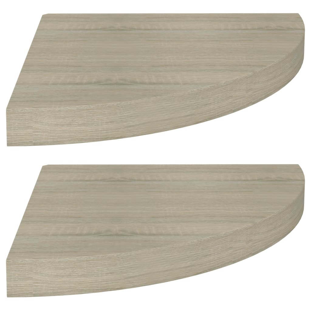Hjørne svævende hylder 2 stk Eg look 35x35x3,8 cm MDF