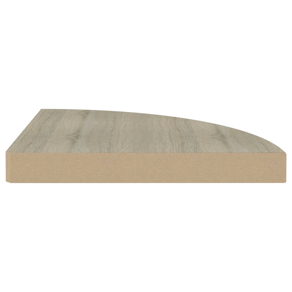 Hjørne svævende hylder 2 stk Eg look 35x35x3,8 cm MDF